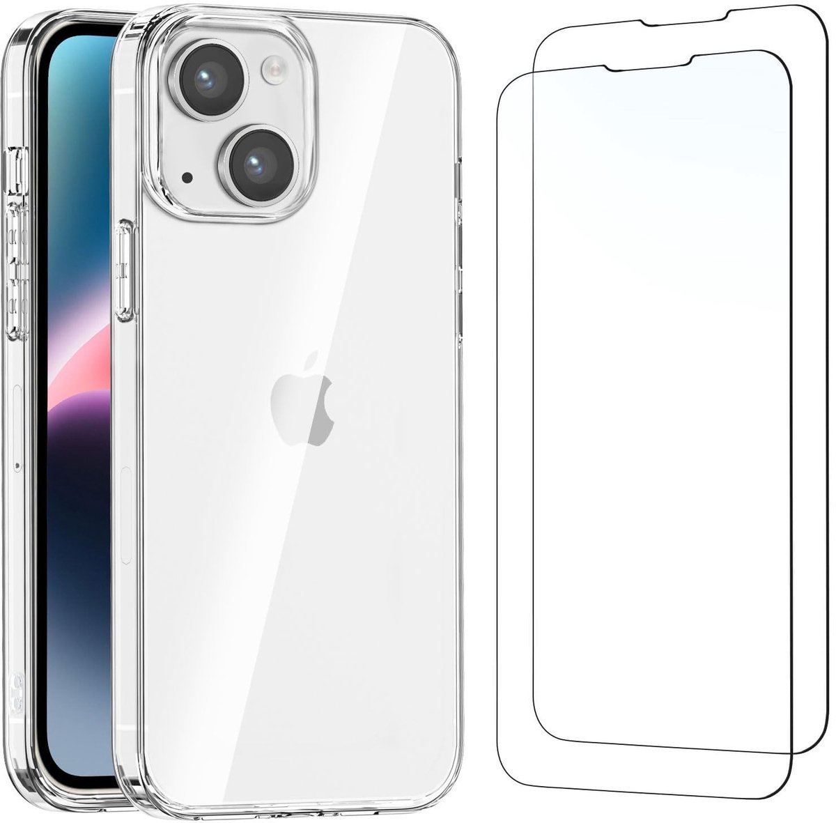 Solidchoice - Transparante Silicone Hoes met 2 Screen Protectors voor iPhone 14