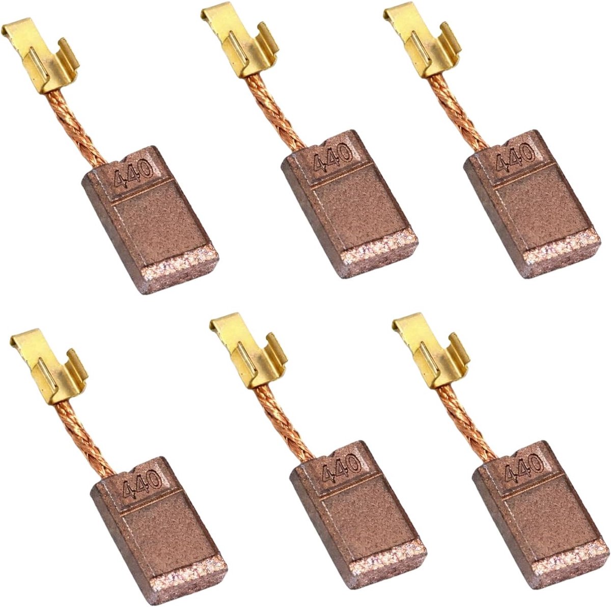 Carbon borstel vervangset 6pcs - CB-448/CB-440 - duurzaam carbon-metaal - optimale motorprestaties - ShopVlot