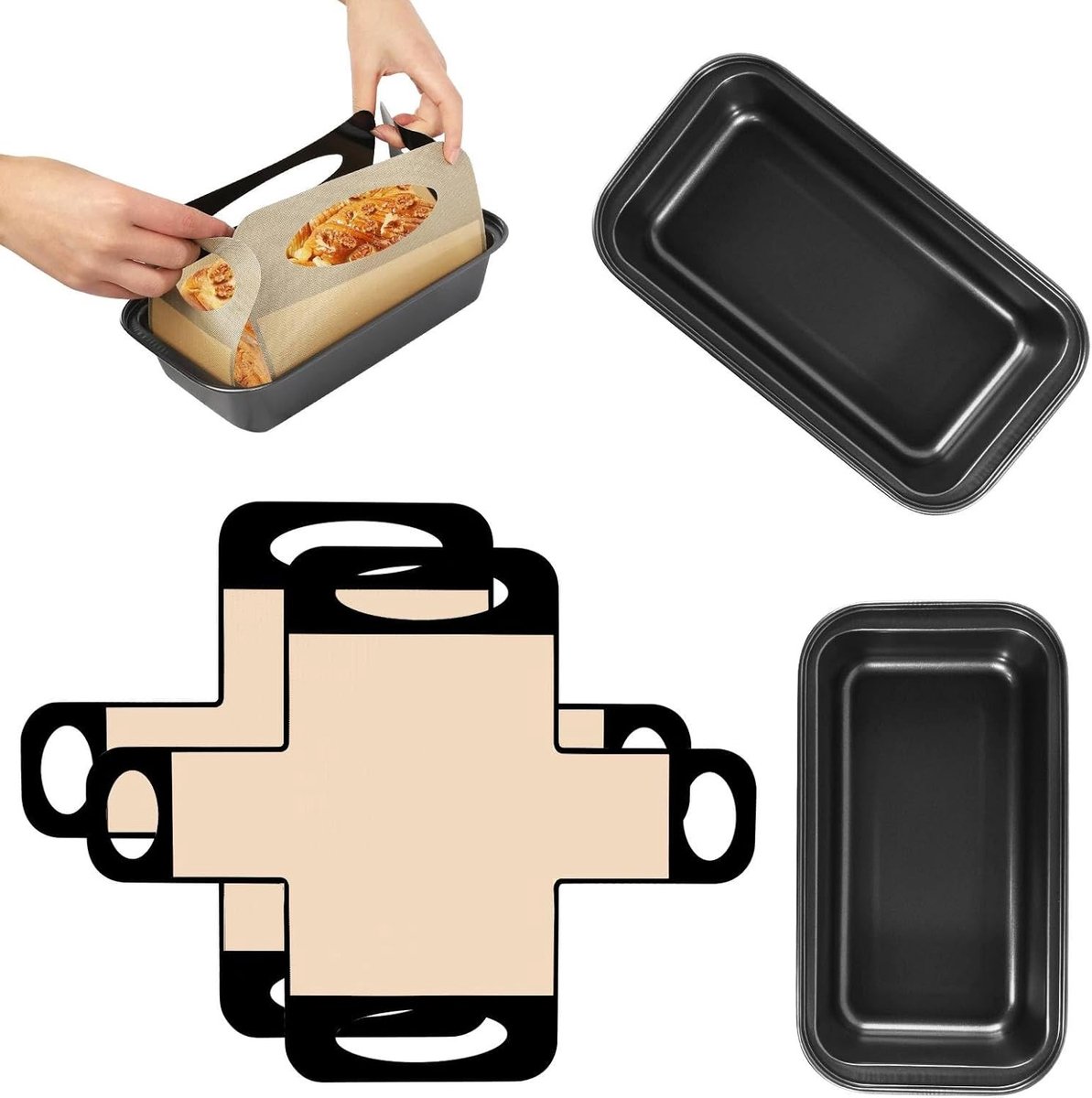 Set van 2 Broodbakvormen - Zwart - 27,5 x 15 x 6 cm - Koolstofstaal met Anti-aanbaklaag - Voor Brood en Cake
