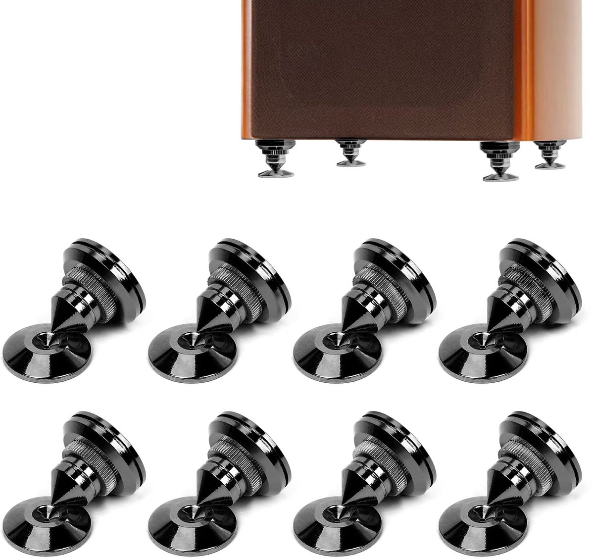 Zwarte Luidsprekerspikes – 8 Stuks Schokdempers en Anti-Vibratie Luidsprekerstandaard