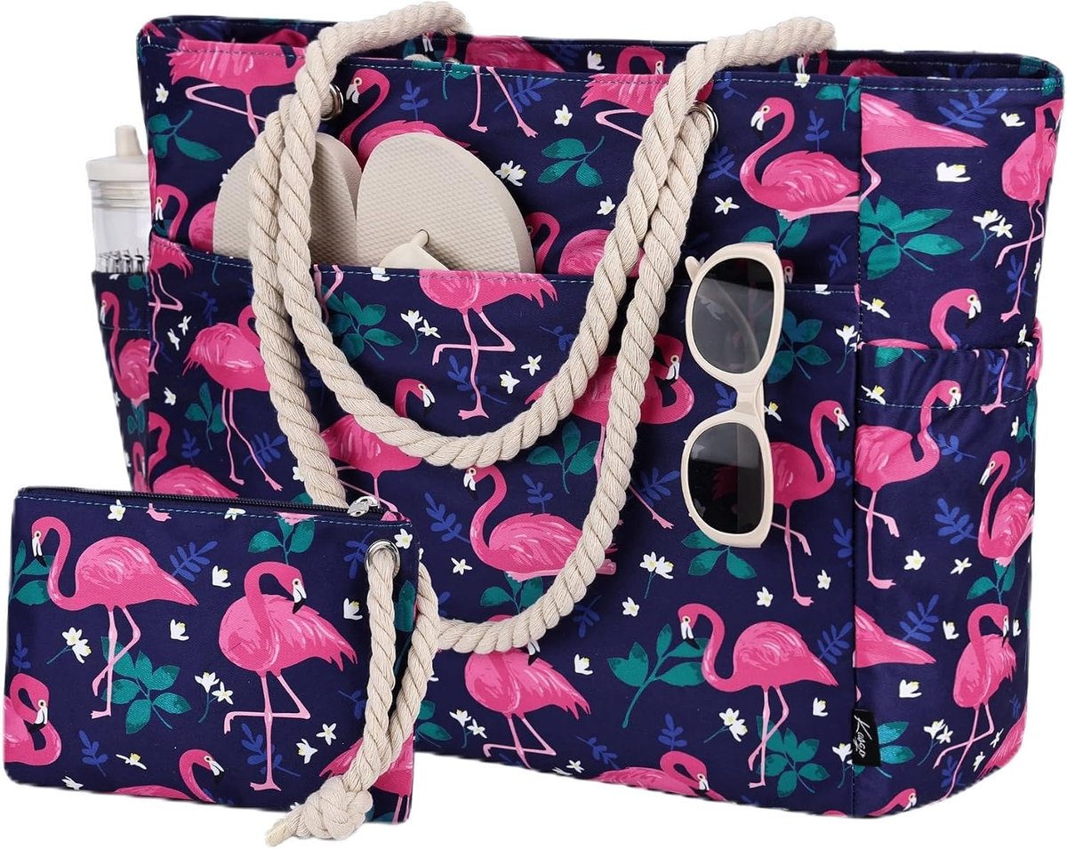 Strandtas grote lichtgewicht - elegante zip tas - comfortabel voor gym en reizen - sandproof - ShopVlot