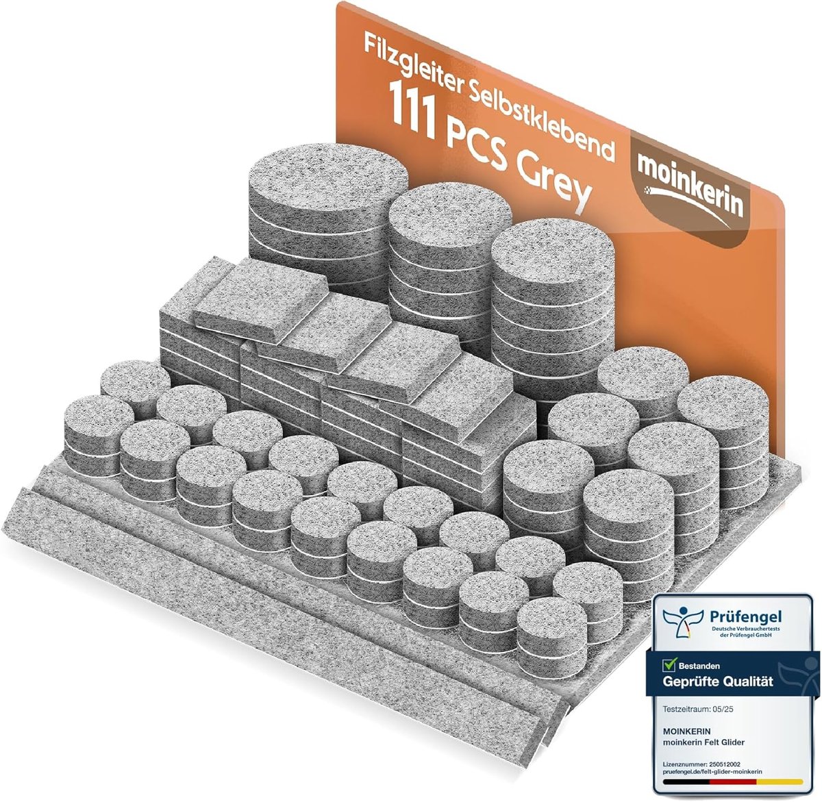 Viltdopjes set 111 stuks - Grijs - 15 mm diameter - Bescherming tegen krassen op de vloer - ShopVlot