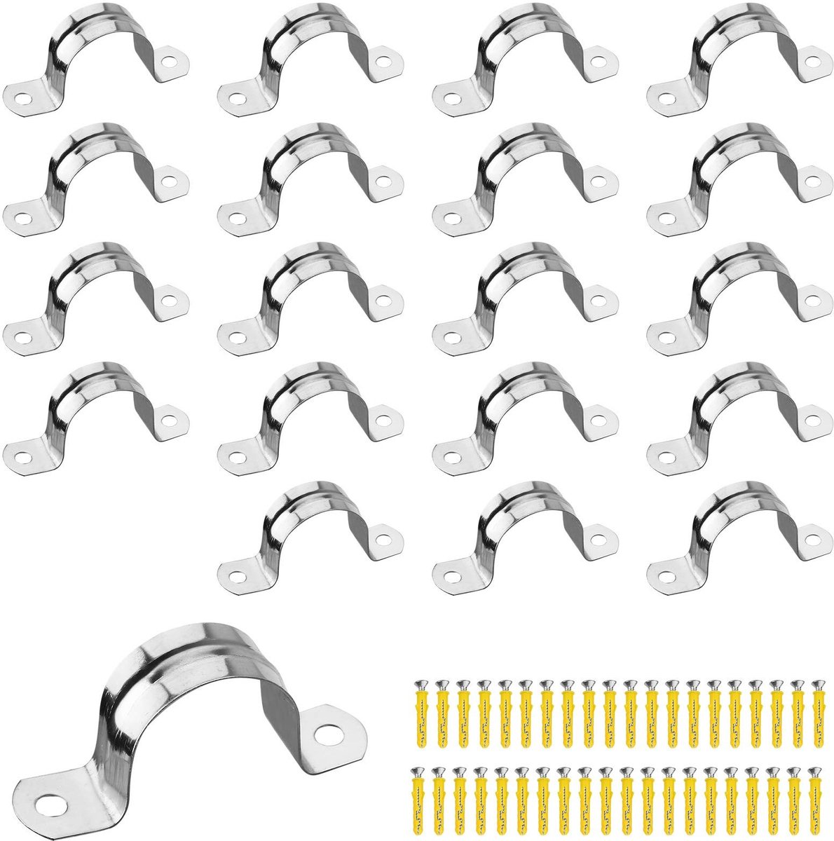 Solidchoice - 20 Stuks RVS Buisklemmen, 25mm Klemmen met Schroeven