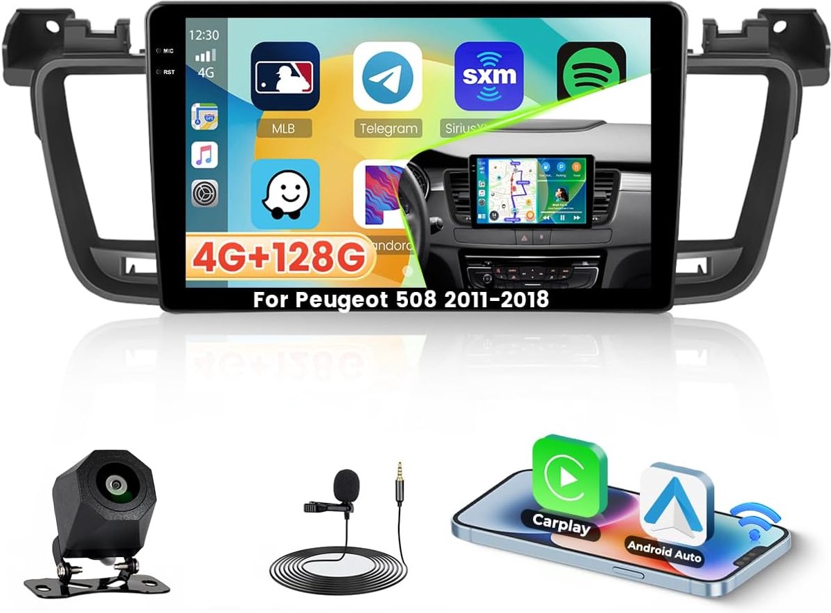 Auto radio 9 inch - In-Cell touchscreen - 4G+128G - CarPlay en Android Auto - Perfecte navigatie - ShopVlot