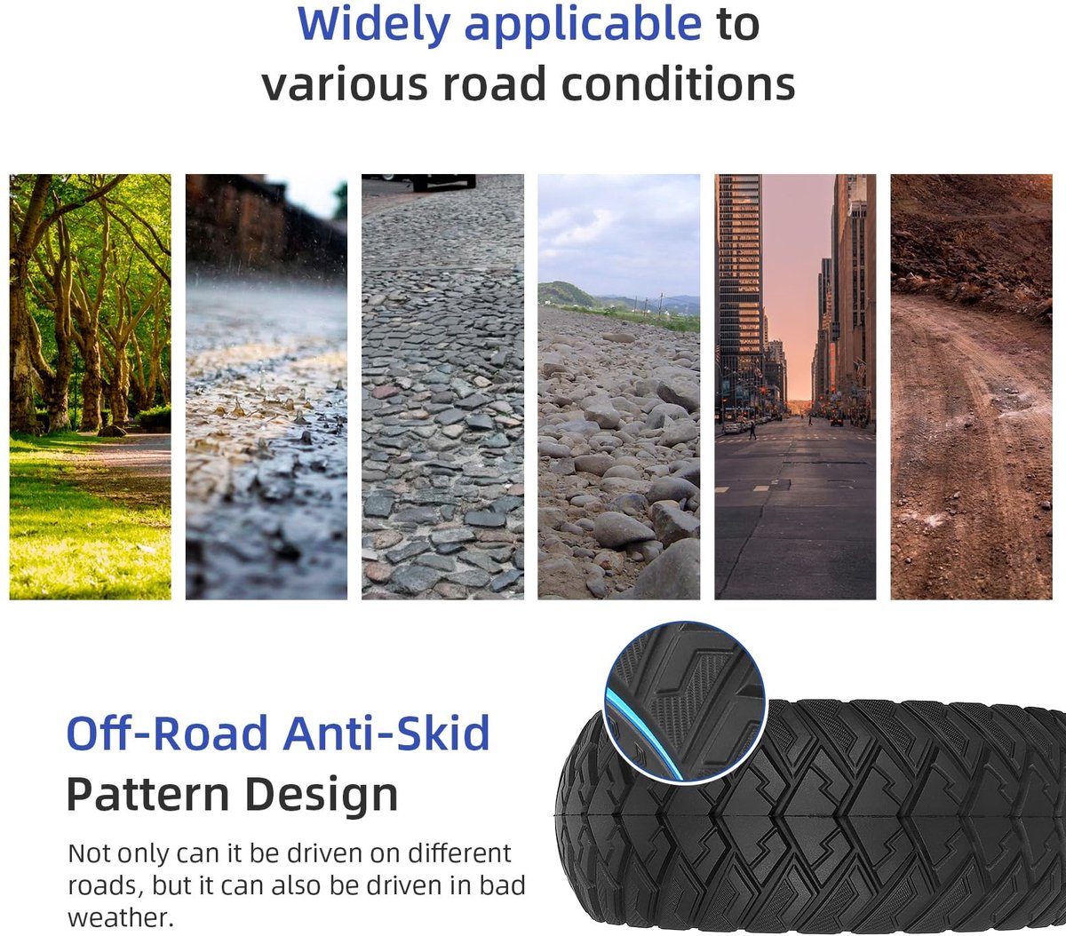 Solidchoice - Set van 2 Off-Road Vervangingswielen voor Scooters 8.5 x 3