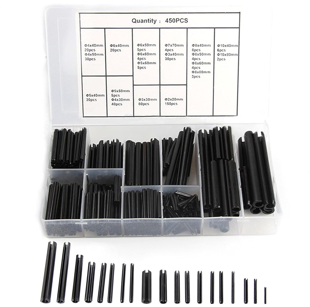Tension pennen set 450 stuks - assortiment maten - roestvrij staal - perfect voor precisiewerk - ShopVlot