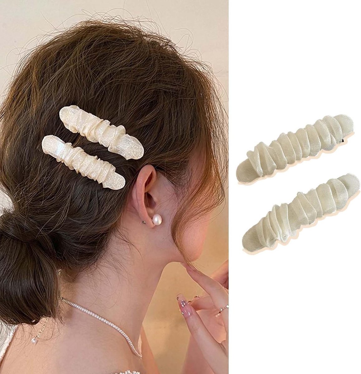 Tule haarspelden 2 stuks - witte kant - dromerig & elegant - ideaal voor bruiloften - ShopVlot