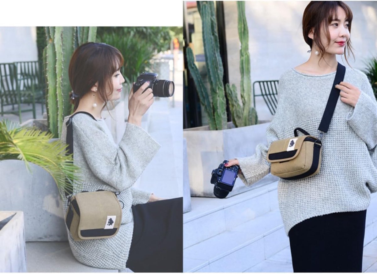 SLR cameratas 18 x 10 x 15 cm - waterdichte canvas tas - unisex - ideale bescherming voor buitengebruik - ShopVlot