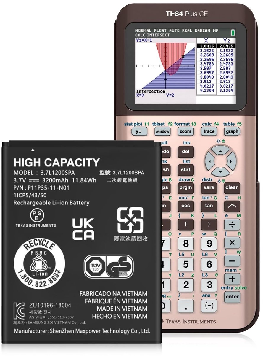 Solidchoice - Vervangende 3200mAh Batterij voor TI-84 Plus CE en Nspire