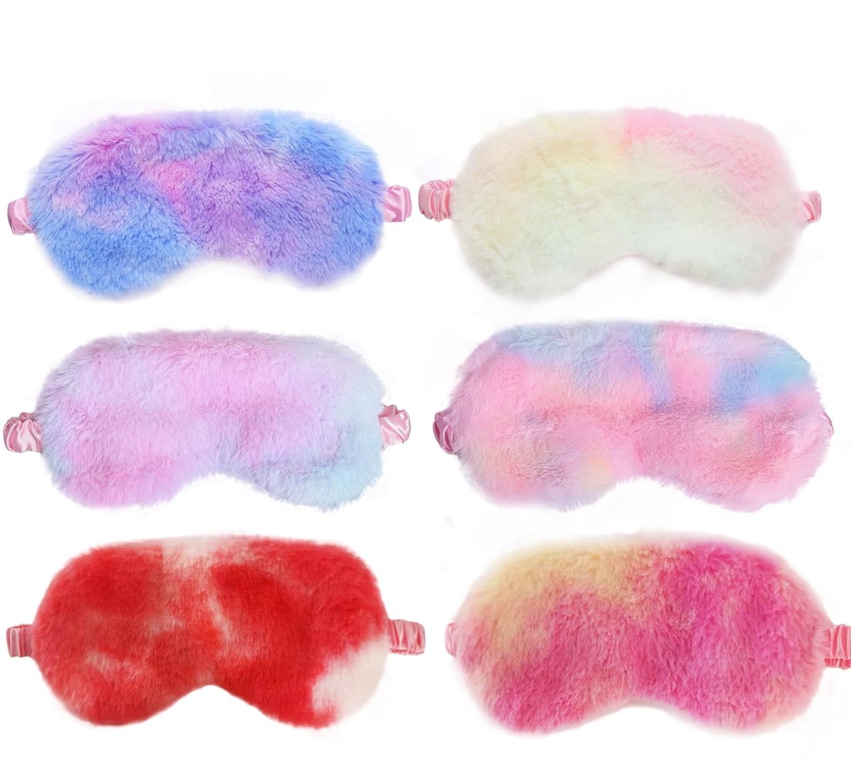 6 stuks slaap-oogmasker voor dames, slaapmasker, grappig pluche blinddoek, verduisteringsslaapmasker, meerkleurig - ShopVlot
