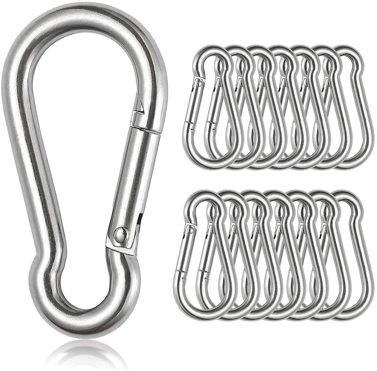 Solidchoice - Set van 15 D-Ring Karabijnhaken voor Sleutels en Outdoor