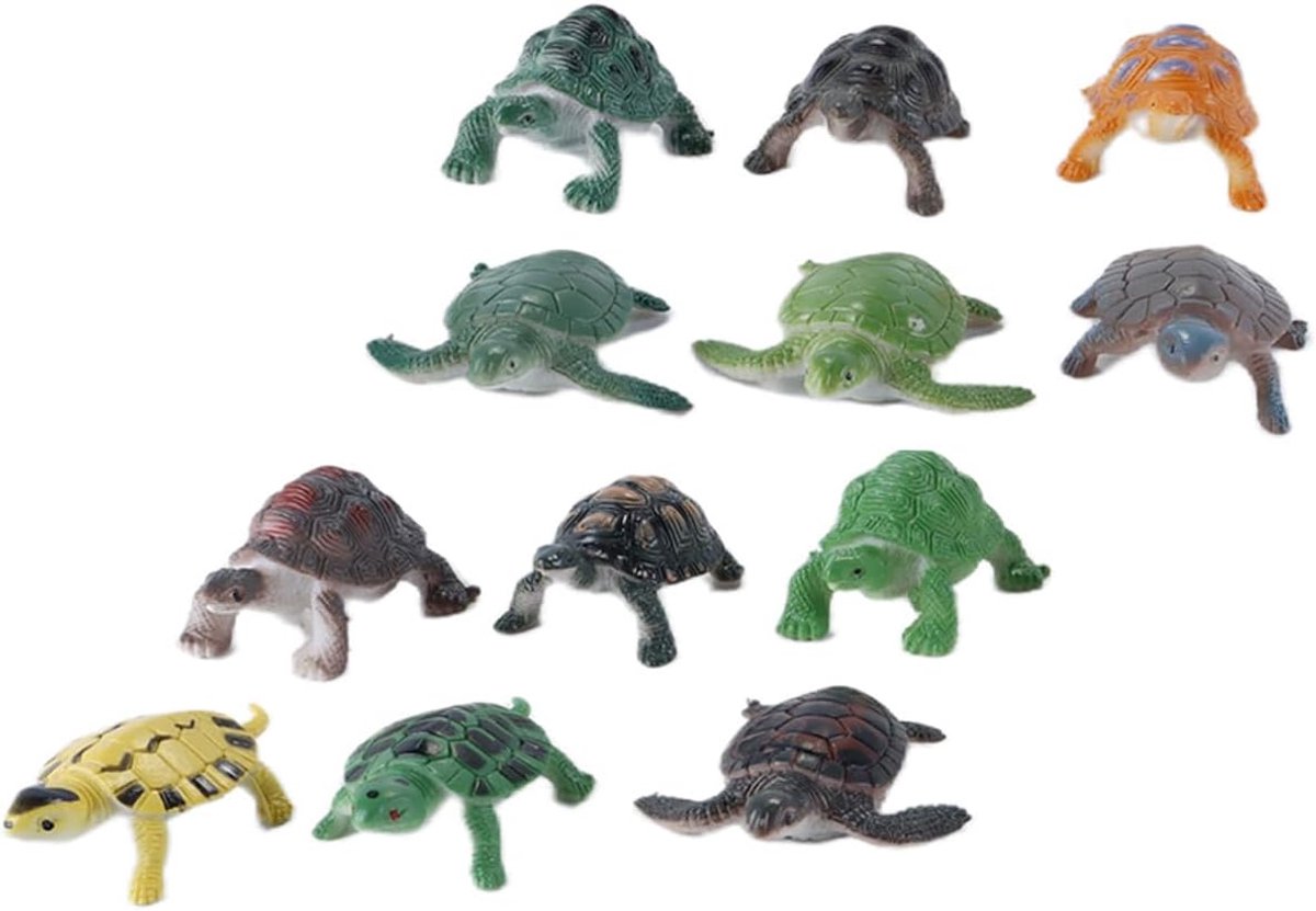 Turtle decoratie 12 stuks - realistische zeeschildpadden - duurzaam kunststof - ideaal voor tuin of bureau - ShopVlot