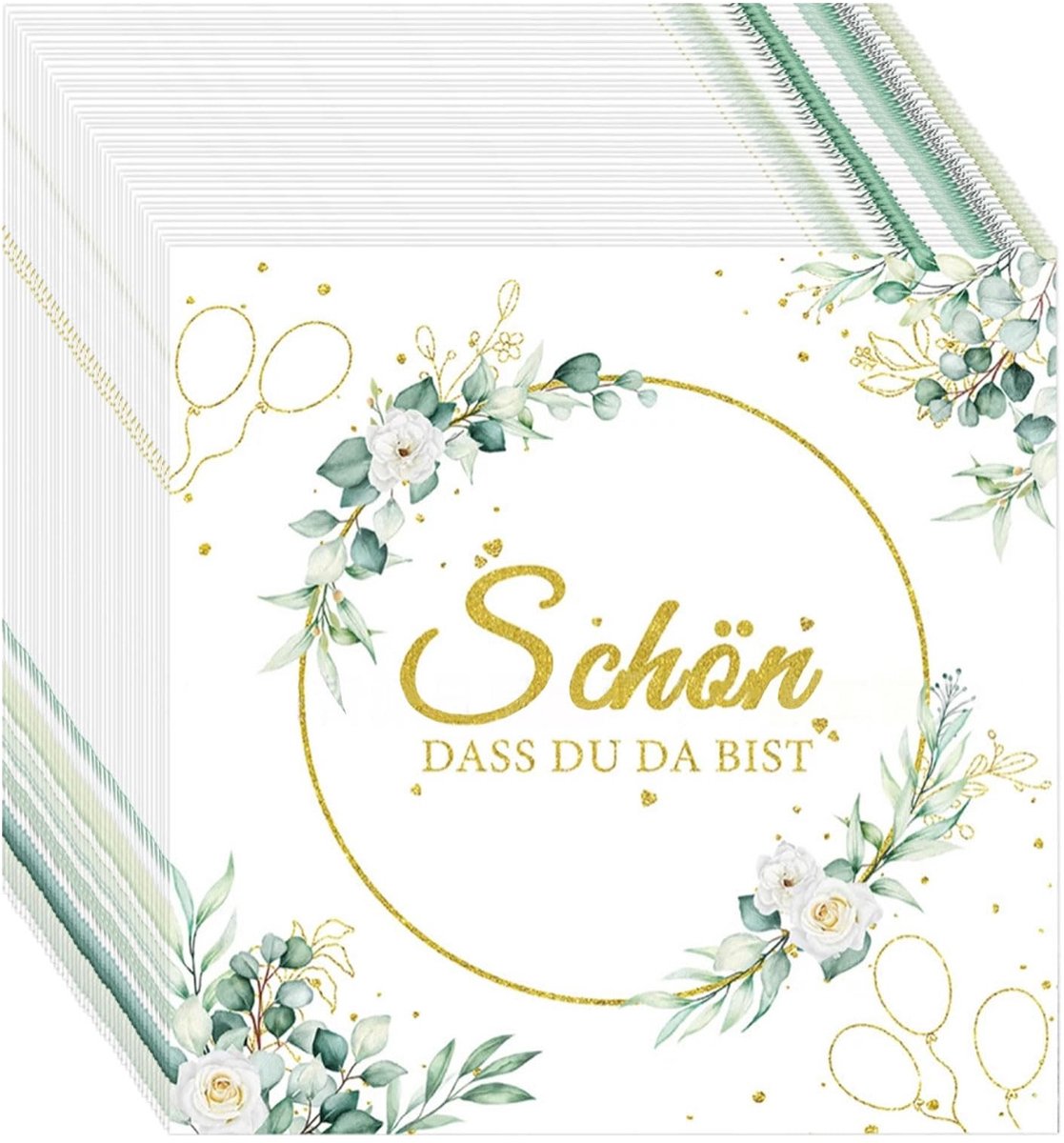 Solidchoice - Eucalyptus Design Papieren Servetten Set van 40 voor Feestelijke Gelegenheden