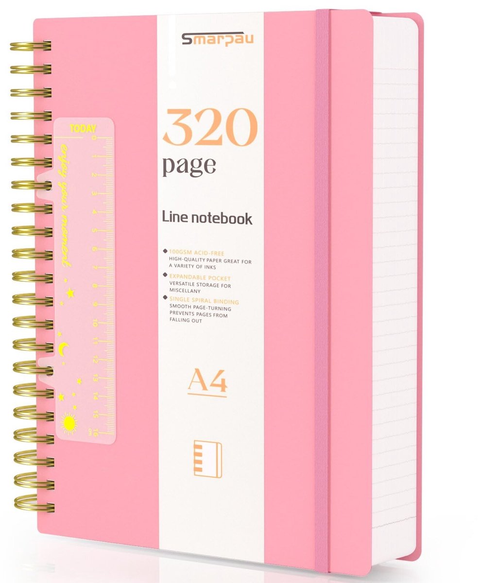 Solidchoice - A4 Spiral Notitieboek met 320 Pagina's en Hard Cover