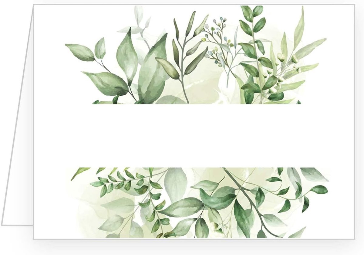Tafelkaarten Set - Groene Bladeren - 25 Stuks - Premium Papier - Voor Bruiloft en Feestelijkheden
