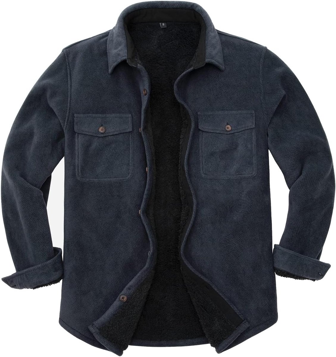 ZENTHACE Men's Warm Sherpa Lined Fleece Plaid Flannel Shirt Jacket (All Sherpa Fleece Lined) - ShopVlot