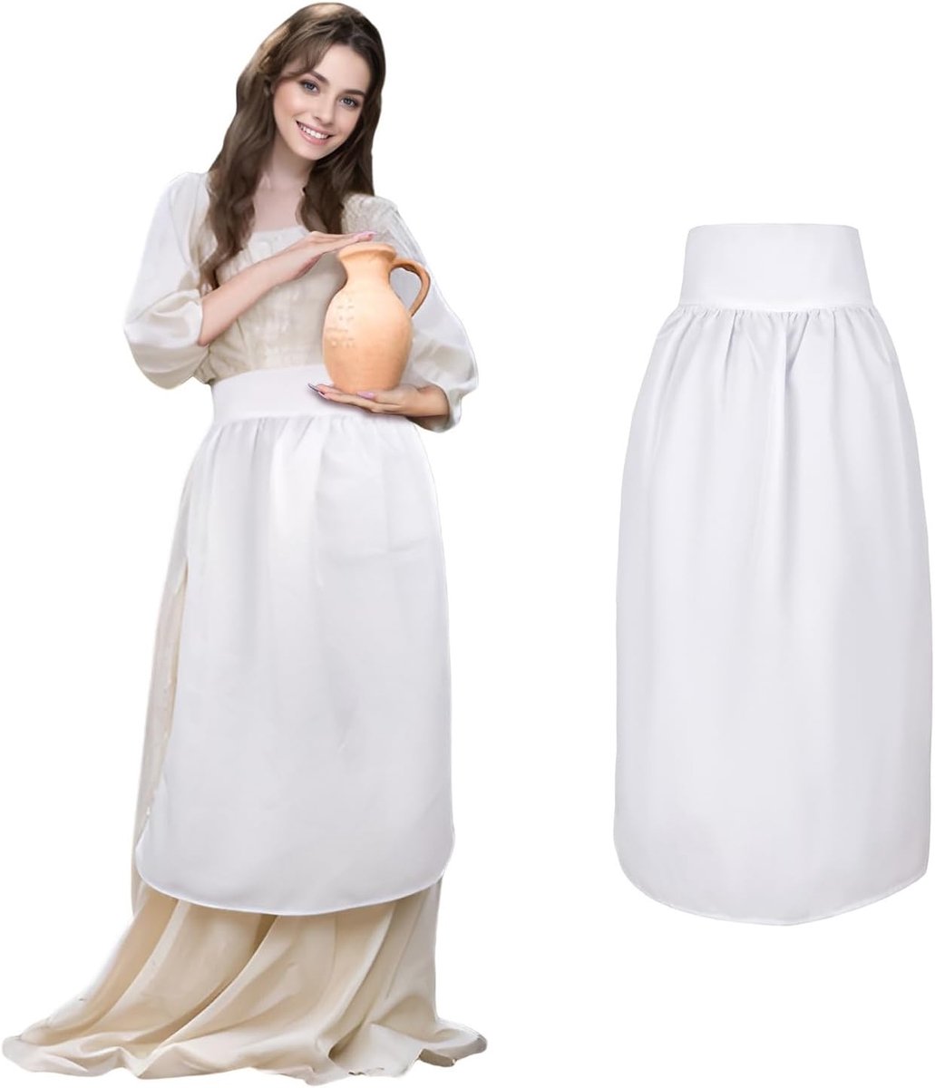 TopTie Maid Long White Half Apron, Christmas Retro Style Waist Apron For Women, Great For Party-White-Adult Medium - ShopVlot