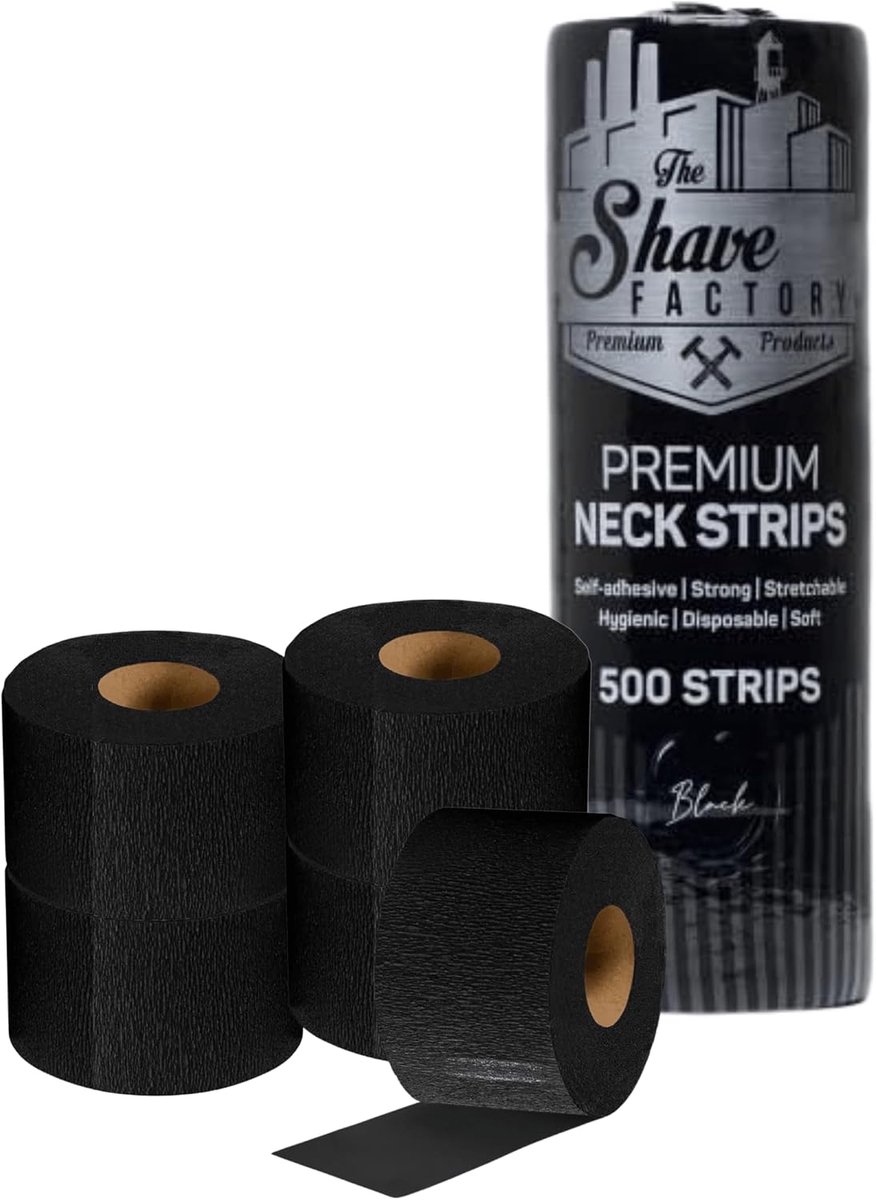 Halsstroken 5 Rollen x 100 Zwarte Strips - Zacht, Duurzaam & Hygiënisch - Voor Comfortabel Haar Knippen & Scheren - ShopVlot
