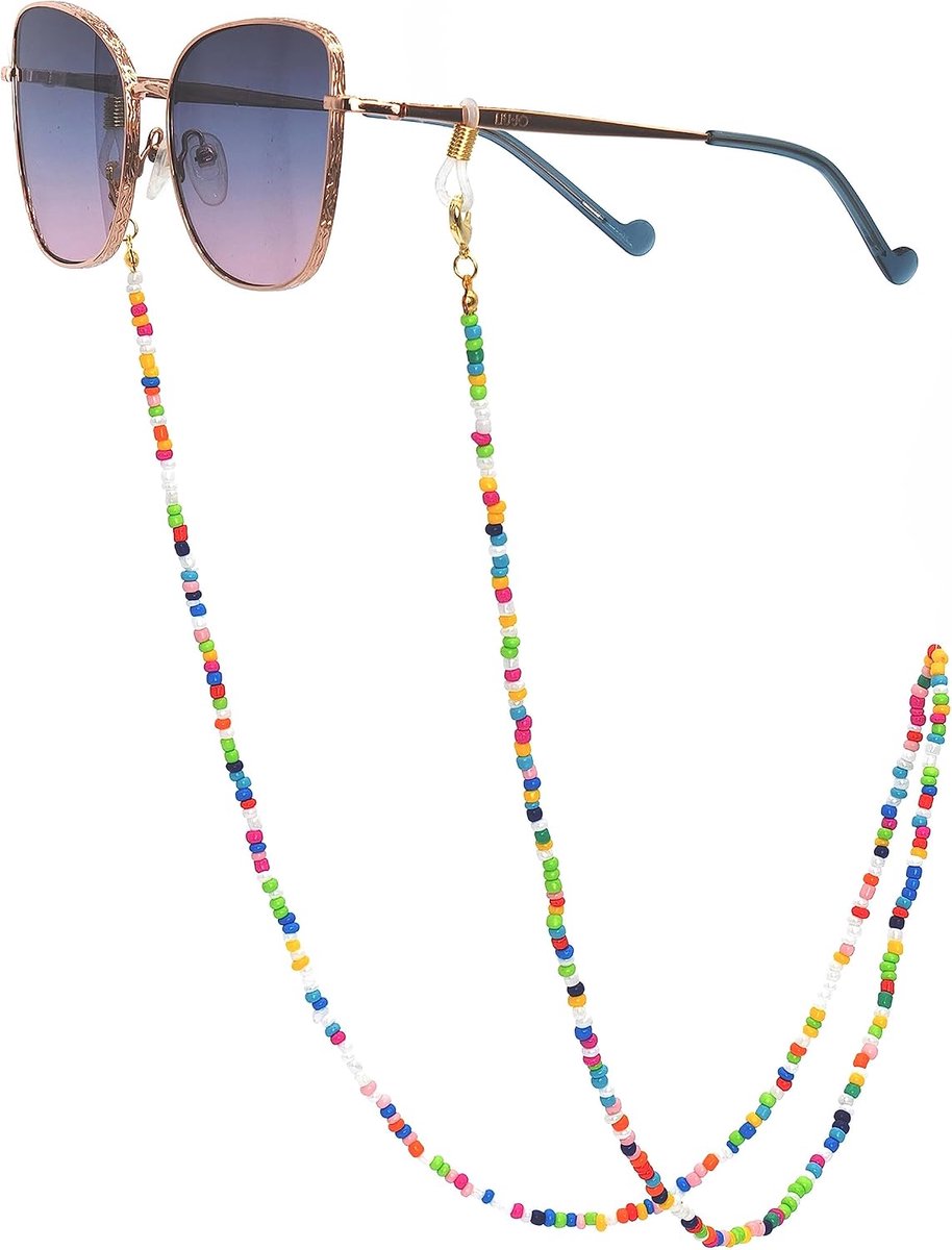 Brilketting met kleurrijke steentjes - 18K goud of 925 zilver - voor lees- en zonnebrillen - stijlvolle accessoire - ShopVlot
