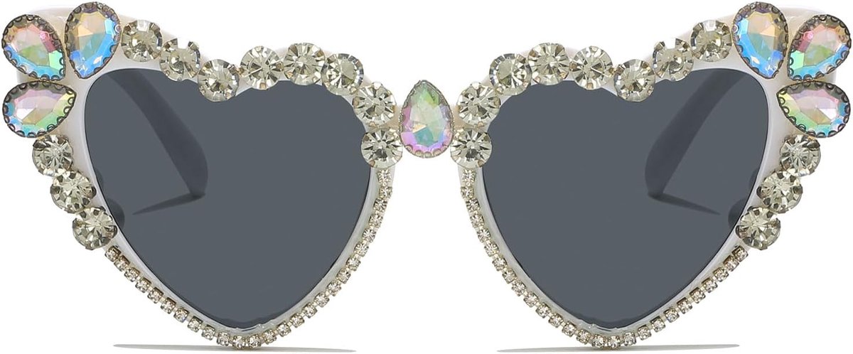 Zonnebril dames - hartvormig - met rhinestones - schitterende bling voor feesten - ShopVlot