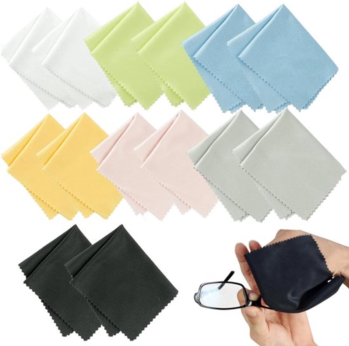 Set van 14 Microvezel Reinigingsdoekjes voor Glas en Schermen