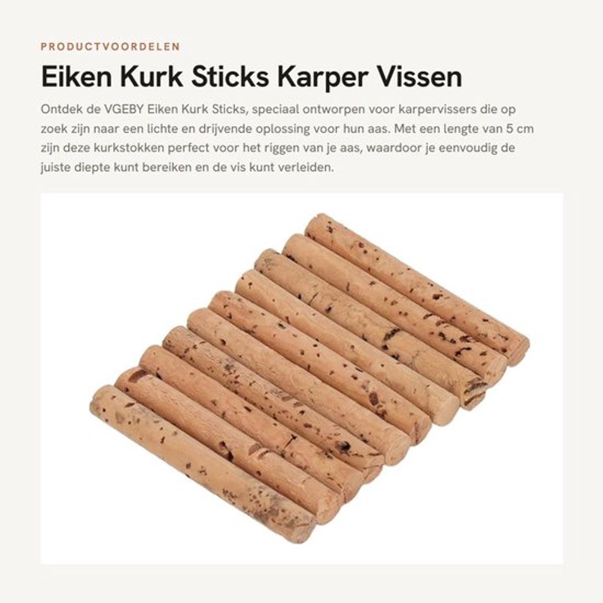 Kurkstok Eikenmateriaal - 10Pcs - Drijvend - Lichtgewicht - Eenvoudig te gebruiken - 5 cm Lengte - Vishaak