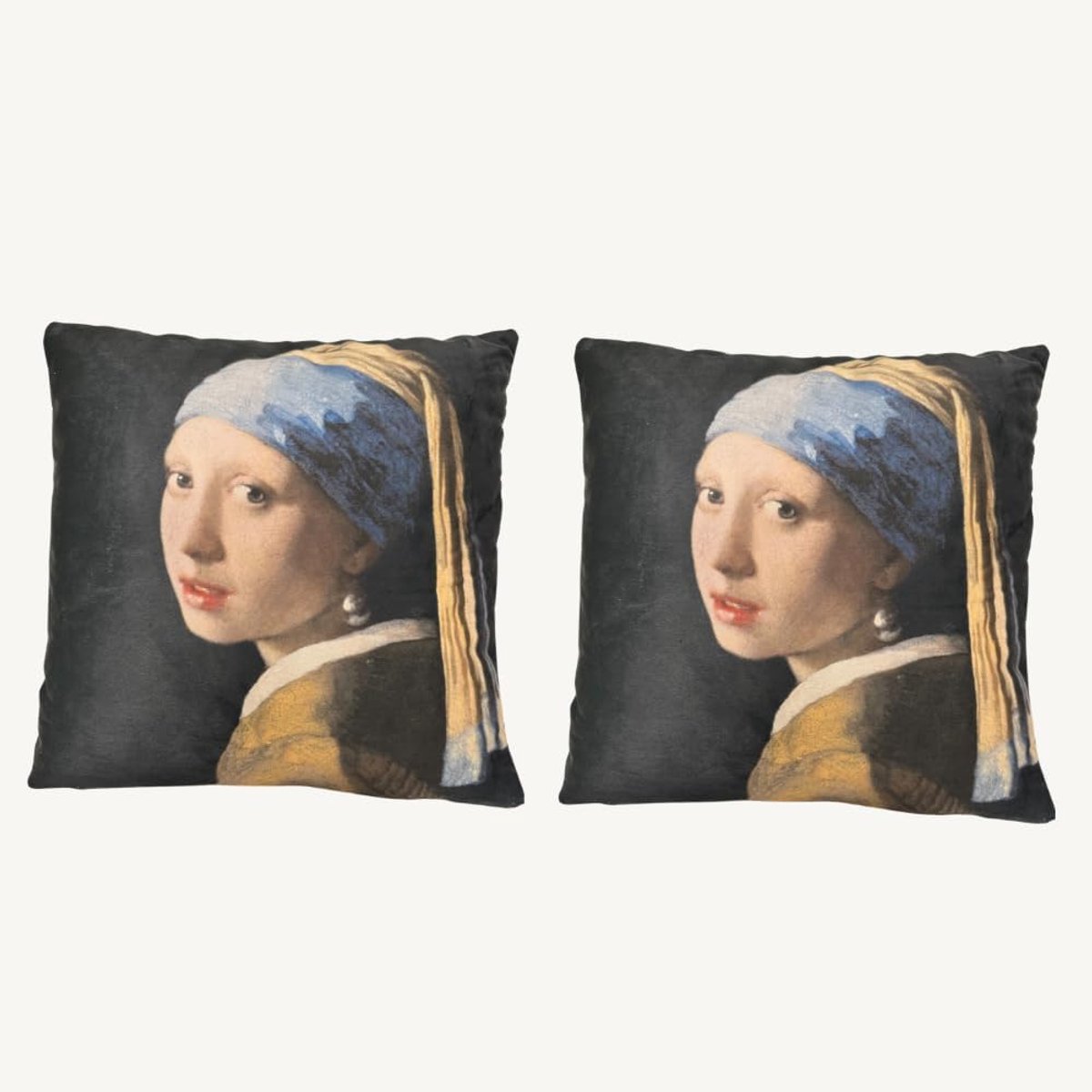 Decoratieve Kussen Girl with a Pearl - Vermeer Kunstwerk - Hoogwaardige reproductie - Perfect voor op de bank - ShopVlot