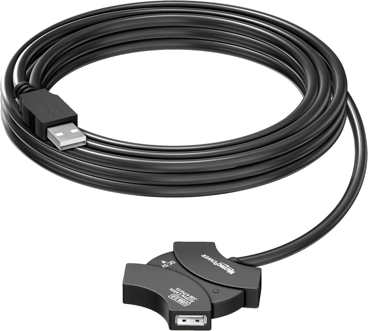 USB 2.0 actieve verlengkabel 5m - 4-poorts hub - Plug and Play - Verbind eenvoudig meerdere apparaten - ShopVlot