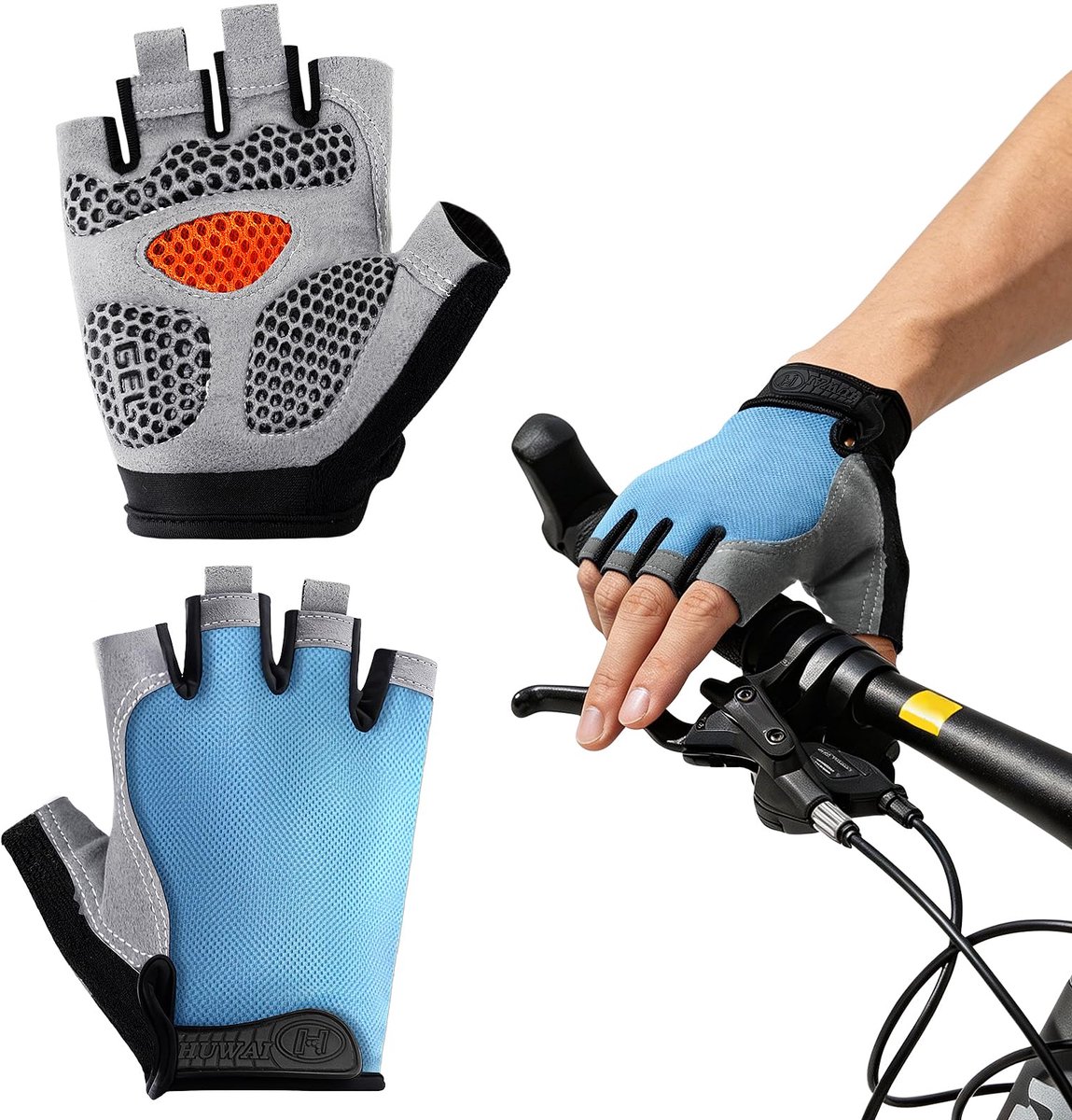 Fiethandschoenen Halve Vingers Medium - 6mm SBR Schokabsorberend - Ademend Butterfly Mesh - Ideaal voor Racefiets - ShopVlot
