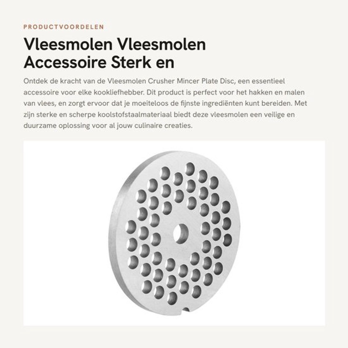 Vleesmolenplaat 5mm - Vleesmolen Accessoire - Hakmolen - Koolstofstaal - Vaatwasmachinebestendig - Sterk en scherp