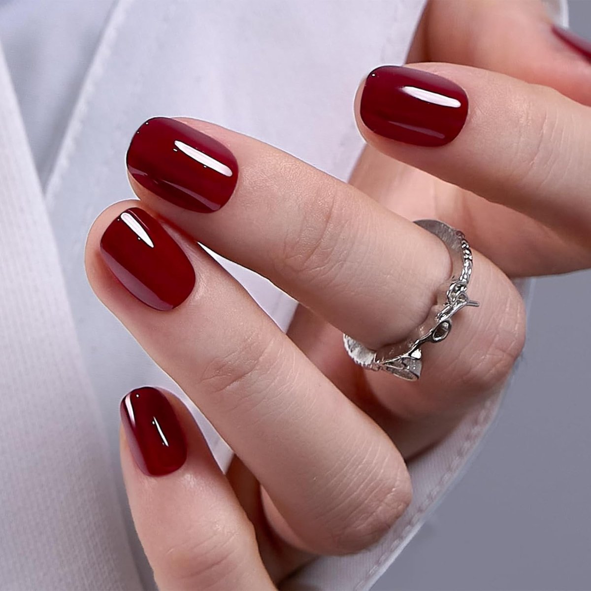 Persnagels kort vierkant - bordeauxrood - complete set met lijm en nagelvijl - voor stijlvolle DIY-manicure - ShopVlot