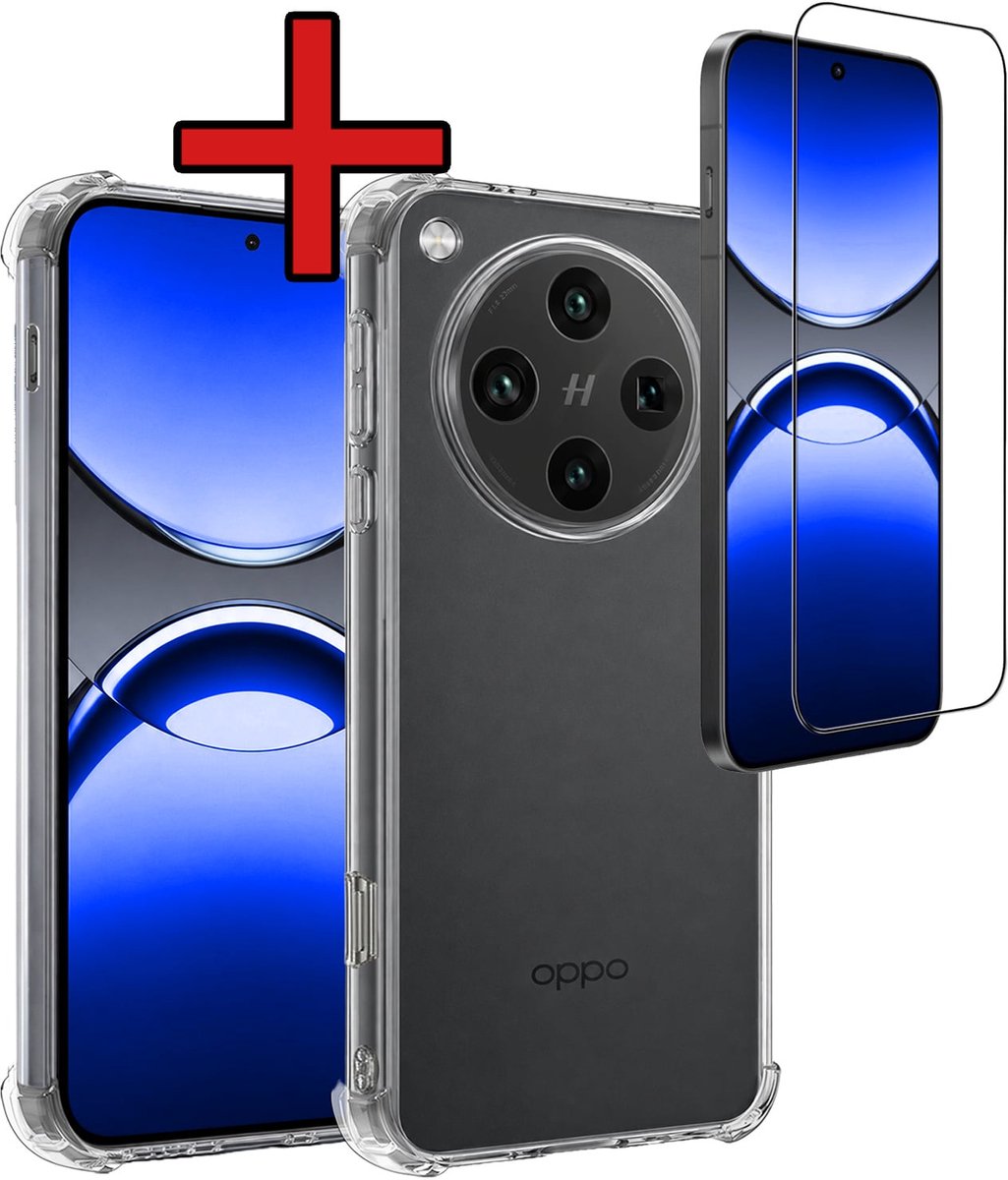 Hoesje - Met Screenprotector - Geschikt voor OPPO Find X8 Pro - Sterk & Shockproof - Back Cover - Siliconen Case - Telefoon Hoes - Shock Proof - Telefoonhoes - Transparant