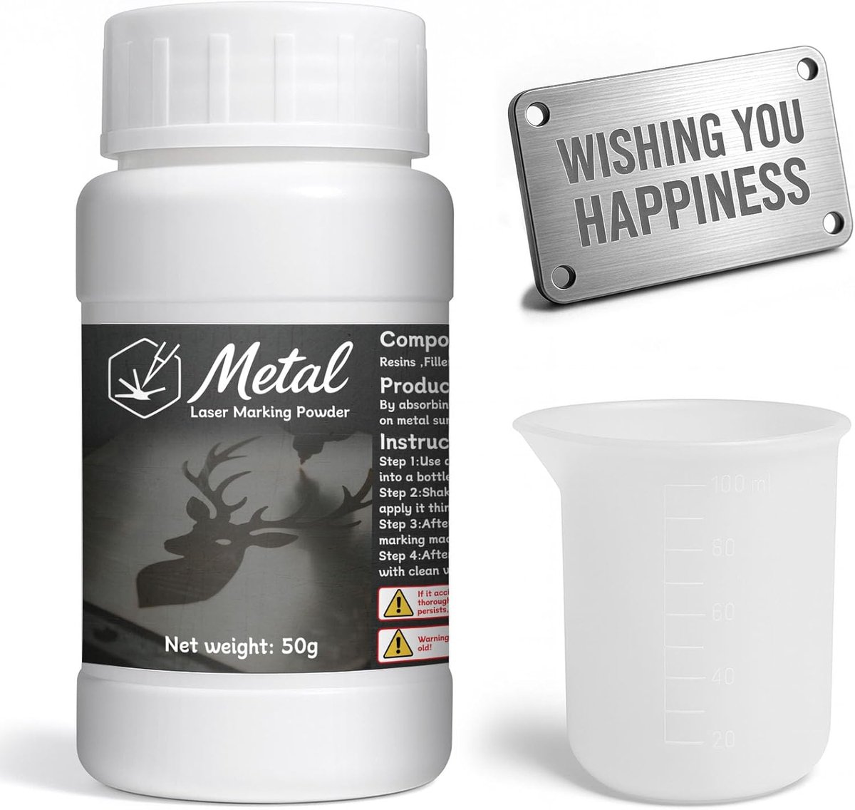Laser marking spray 50g - metaalmarkeringspoeder - hoge contrasten - voor duidelijke gravures - ShopVlot