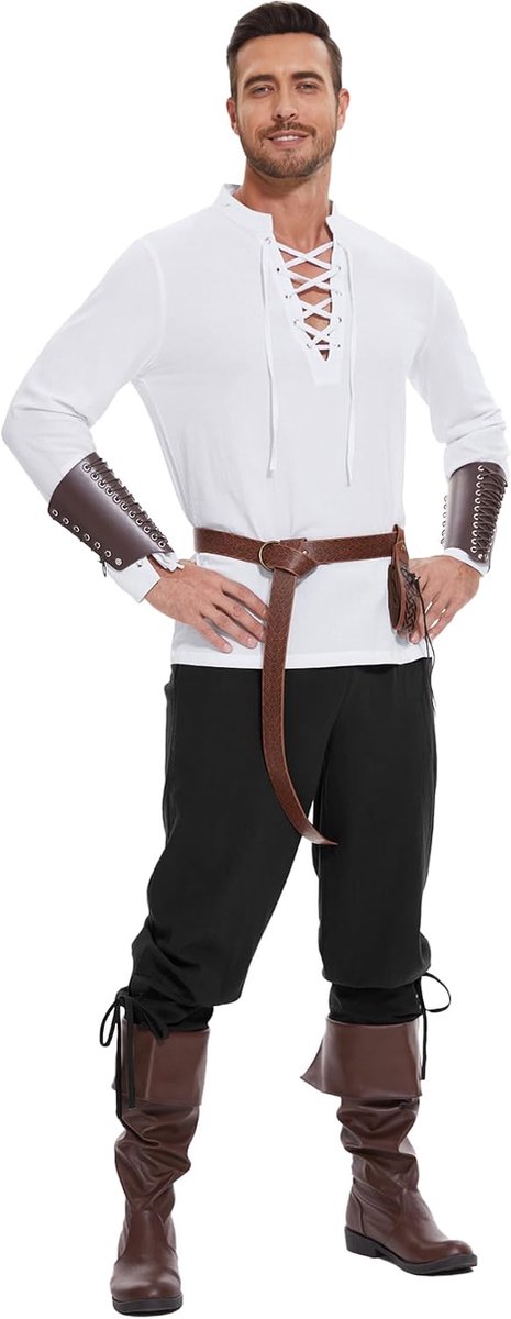 Heren middeleeuwse shirt M-3XL - linnen - retro stijl - ideale Viking kostuum - ShopVlot
