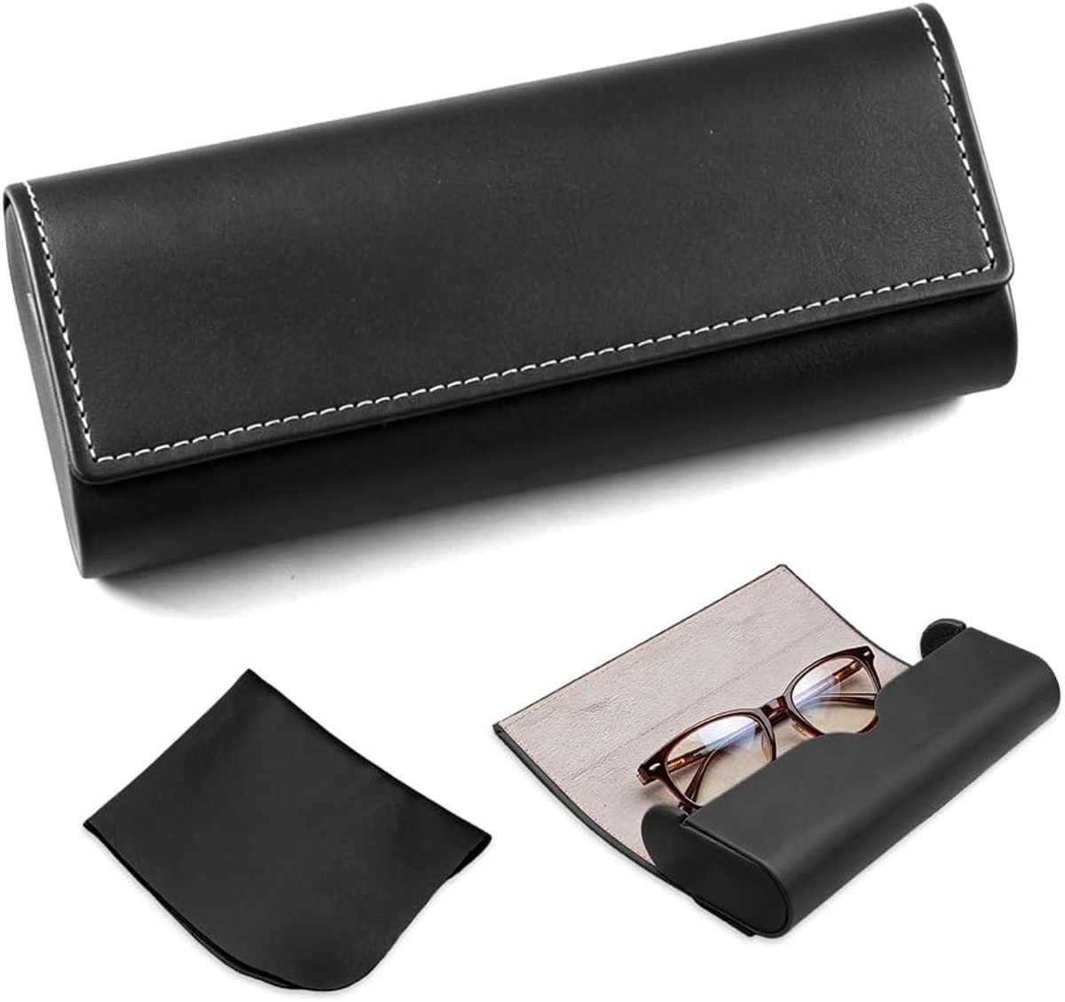 Bril Etui Hard Case 16.3 x 6.5 x 3.2 cm - Hardshell Brillenetui - Inclusief Reinigdoekje - ShopVlot