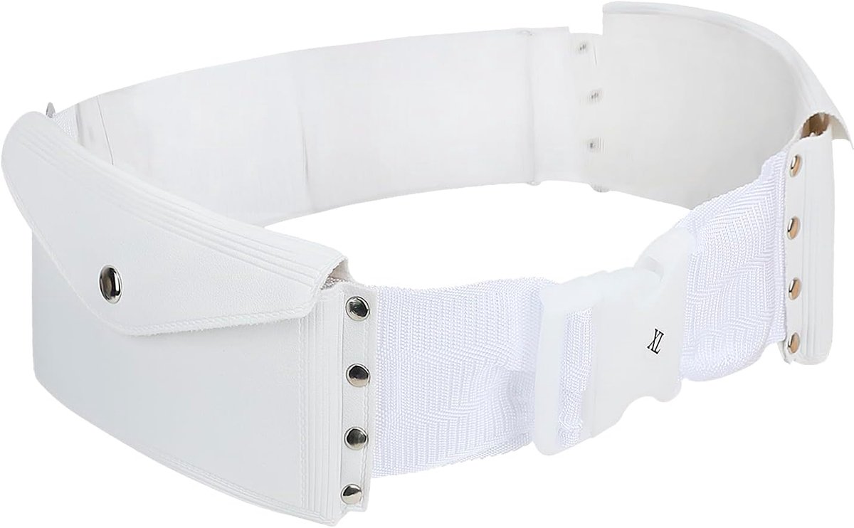 Ihram-riemtas verstelbaar - PU-leer wit - met twee zakken - ideaal voor pelgrimstocht - ShopVlot