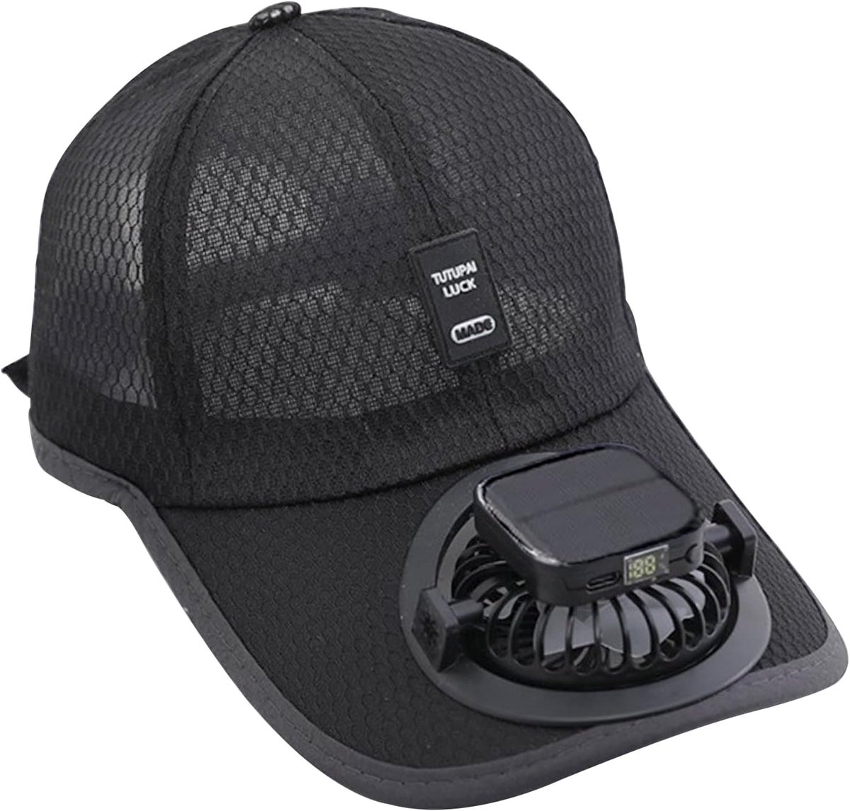 Honkbalpet met ventilator - mesh zonne-energie pet - USB oplaadbare fan - ideaal voor kamperen - ShopVlot