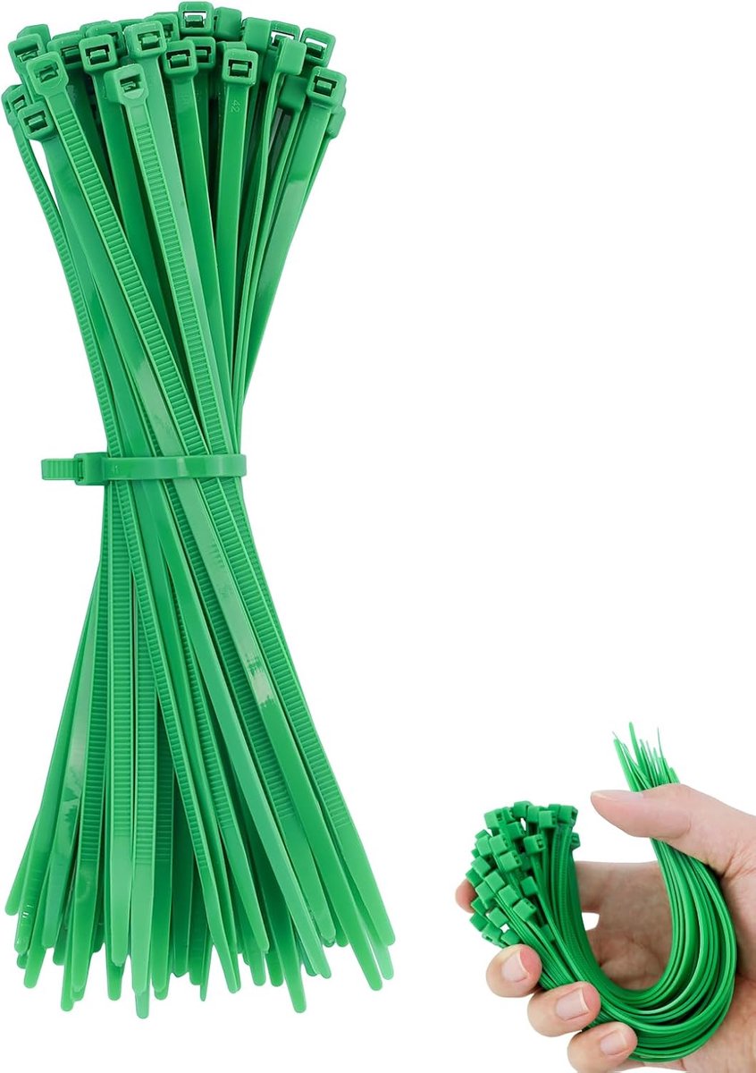 Kabelbinders 60 stuks - 5 x 200 mm - mosgroen - premium nylon voor tuin en huis - ShopVlot