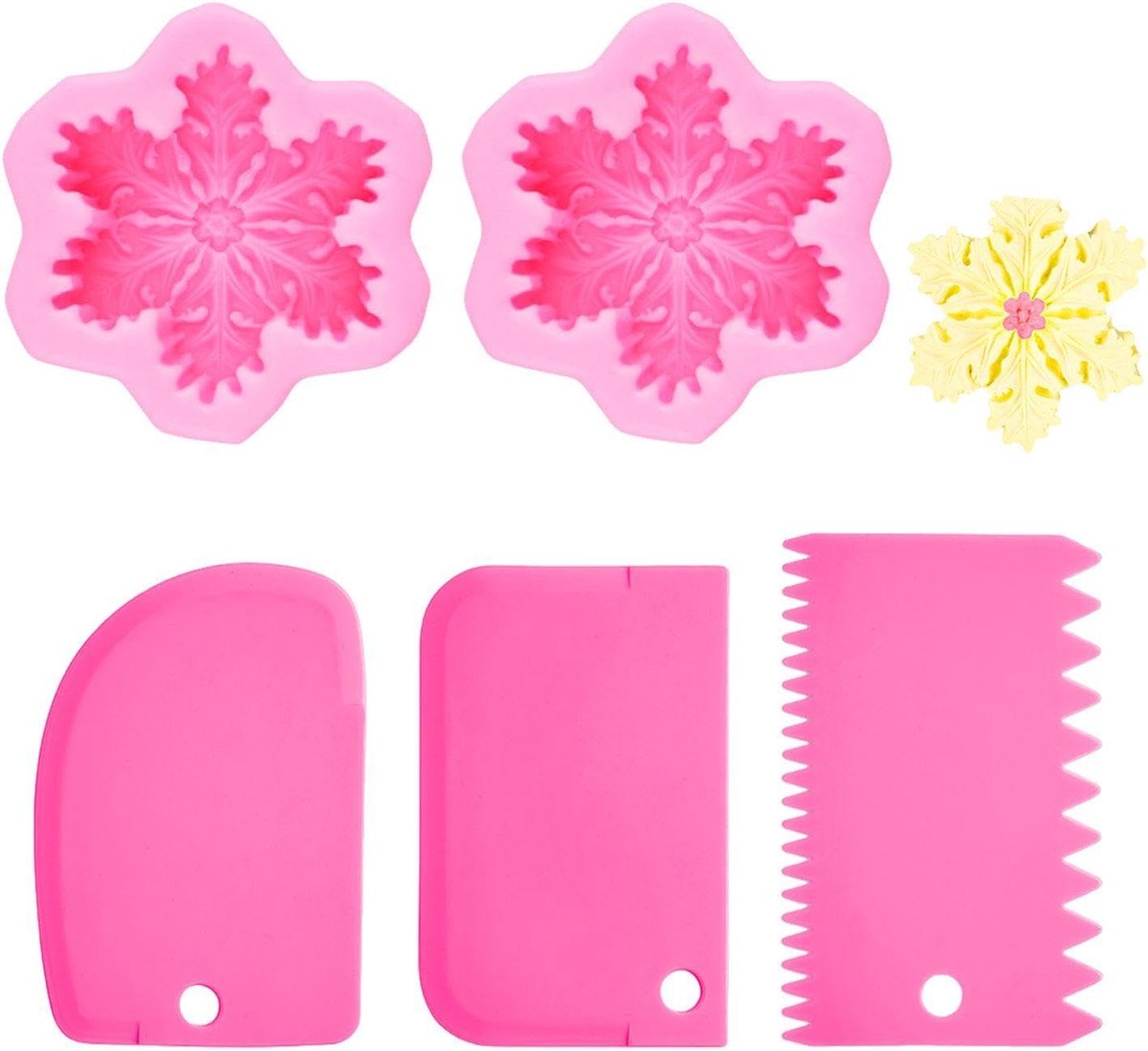 Sneeuwvlokkenvormen - 2-delige siliconen set - Roze schrapers - Creatieve decoraties maken - ShopVlot