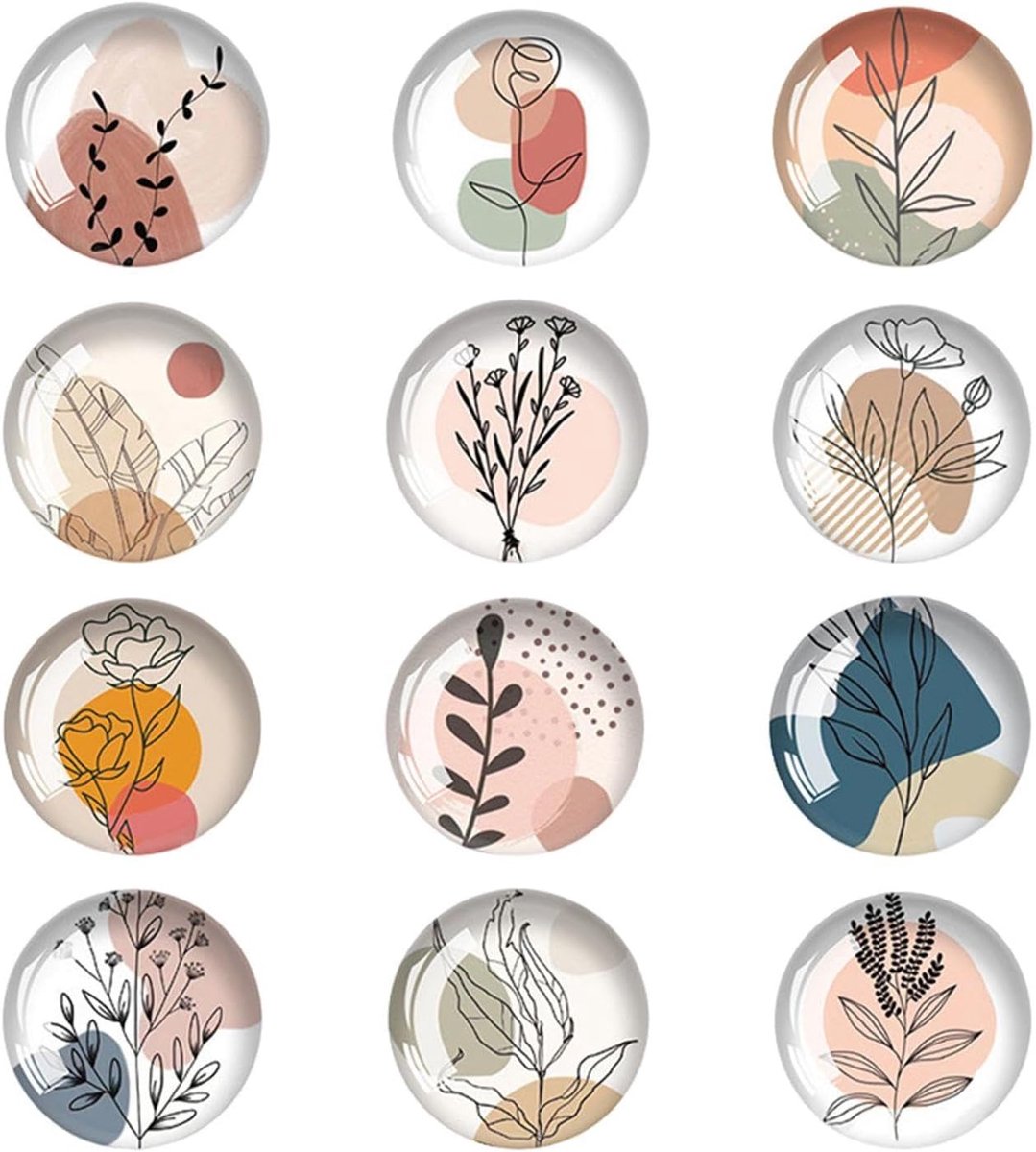 Fridge magnets 30mm - glazen bloemen - kleurrijke decoratie - personaliseer je koelkast - ShopVlot