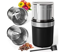 Elektrische Koffiemolen - Roestvrijstaal - 100 g - Met Dubbele Maalmolen voor Koffie en Noten - Voor Koffieliefhebbers