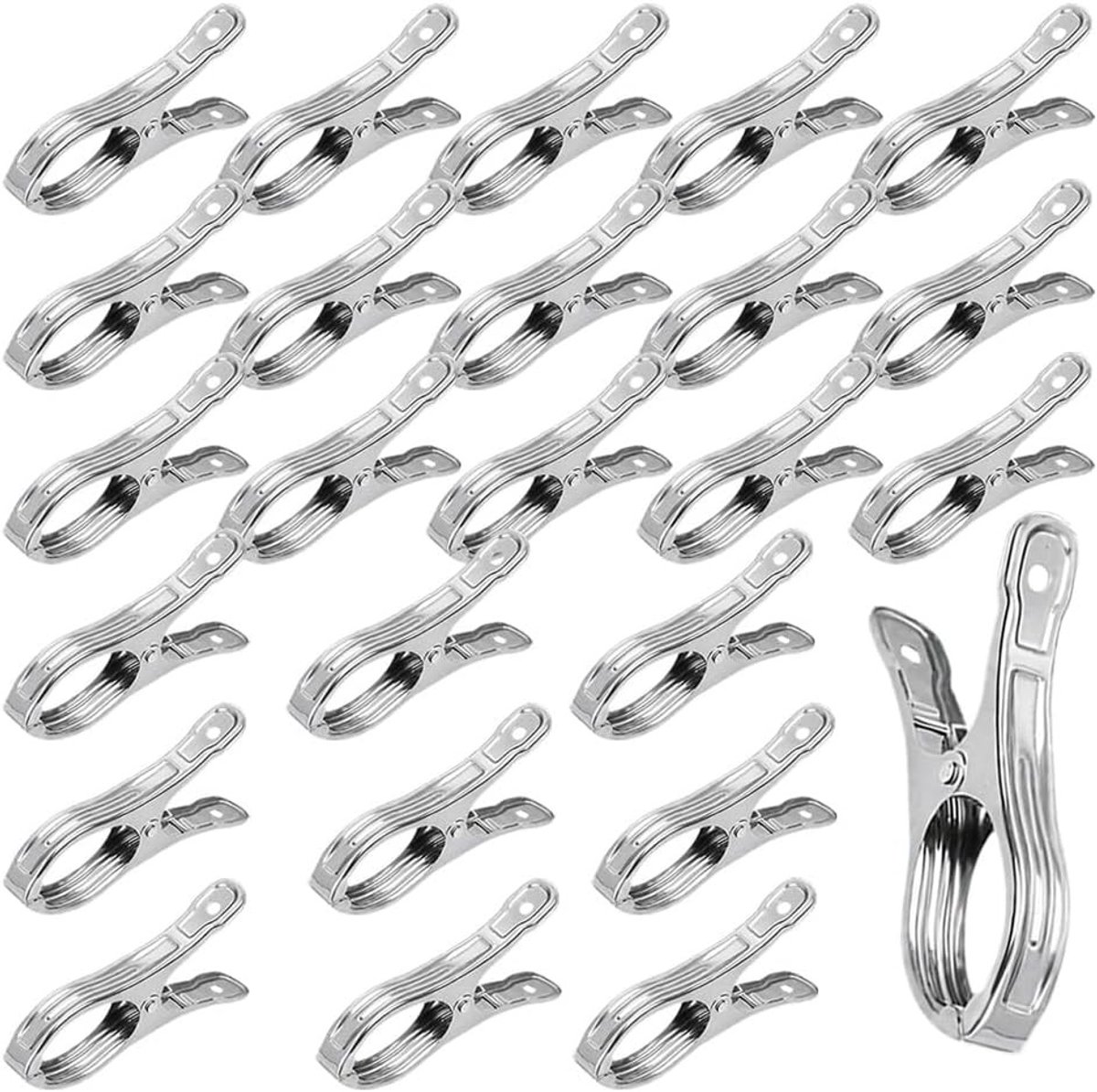 Wasknijpers - Zilver - 8,9 x 5 cm - Roestvrij Staal - Voor Kleding en Handdoeken