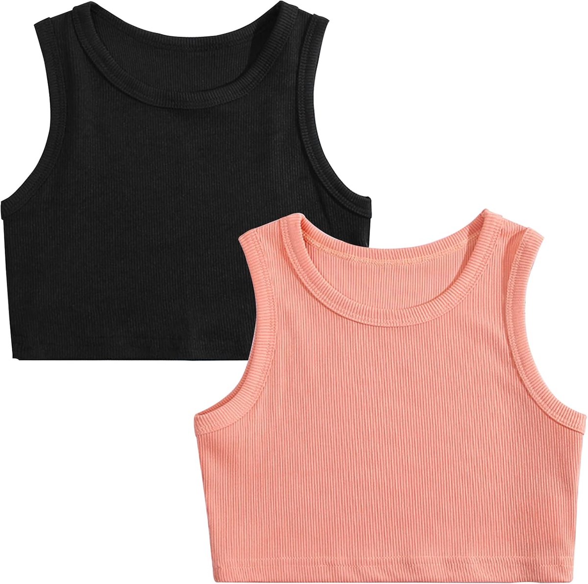 Tanktop meisjes 2-pack - zachte katoen - ribbelstof - comfortabel voor elke dag - ShopVlot
