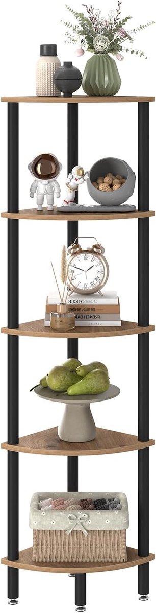 Hoekplank 5 Laags - Industrieel Design - Eiken - Perfect voor opslag en decoratie - ShopVlot
