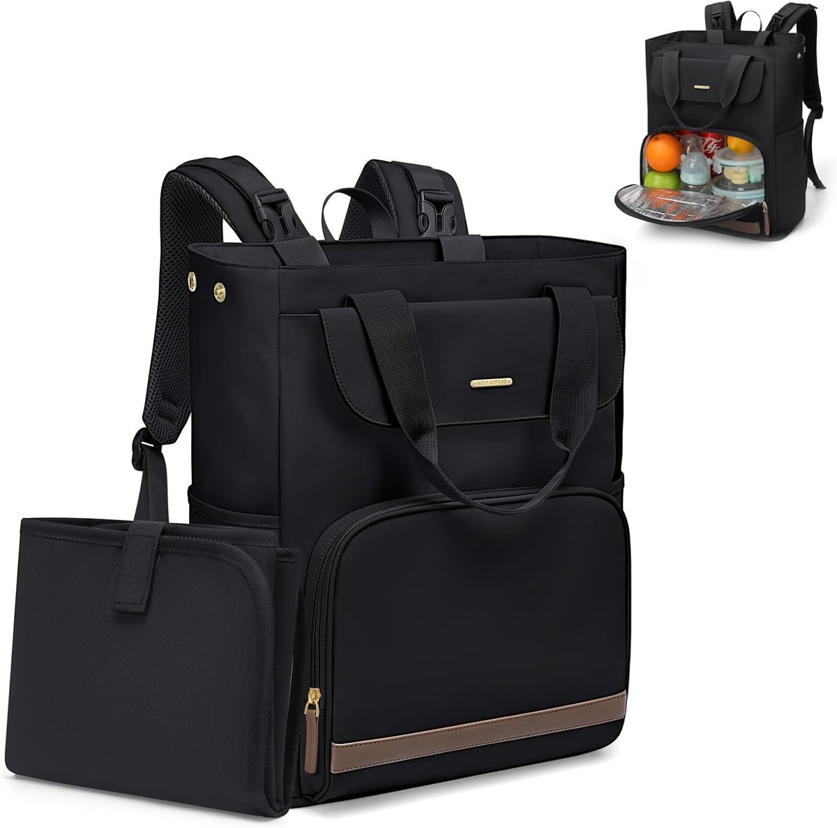 Luiertas rugzak met verschoonmat - 25L geïsoleerde lunchcompartiment - ideaal voor onderweg - ShopVlot