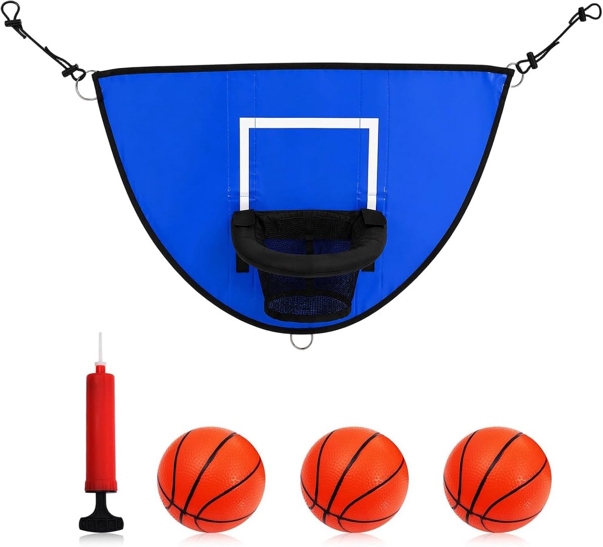 Trampoline basketbalmand - mini-basketbalkorf - verstelbaar trekkoord - speelplezier voor binnen en buiten - ShopVlot