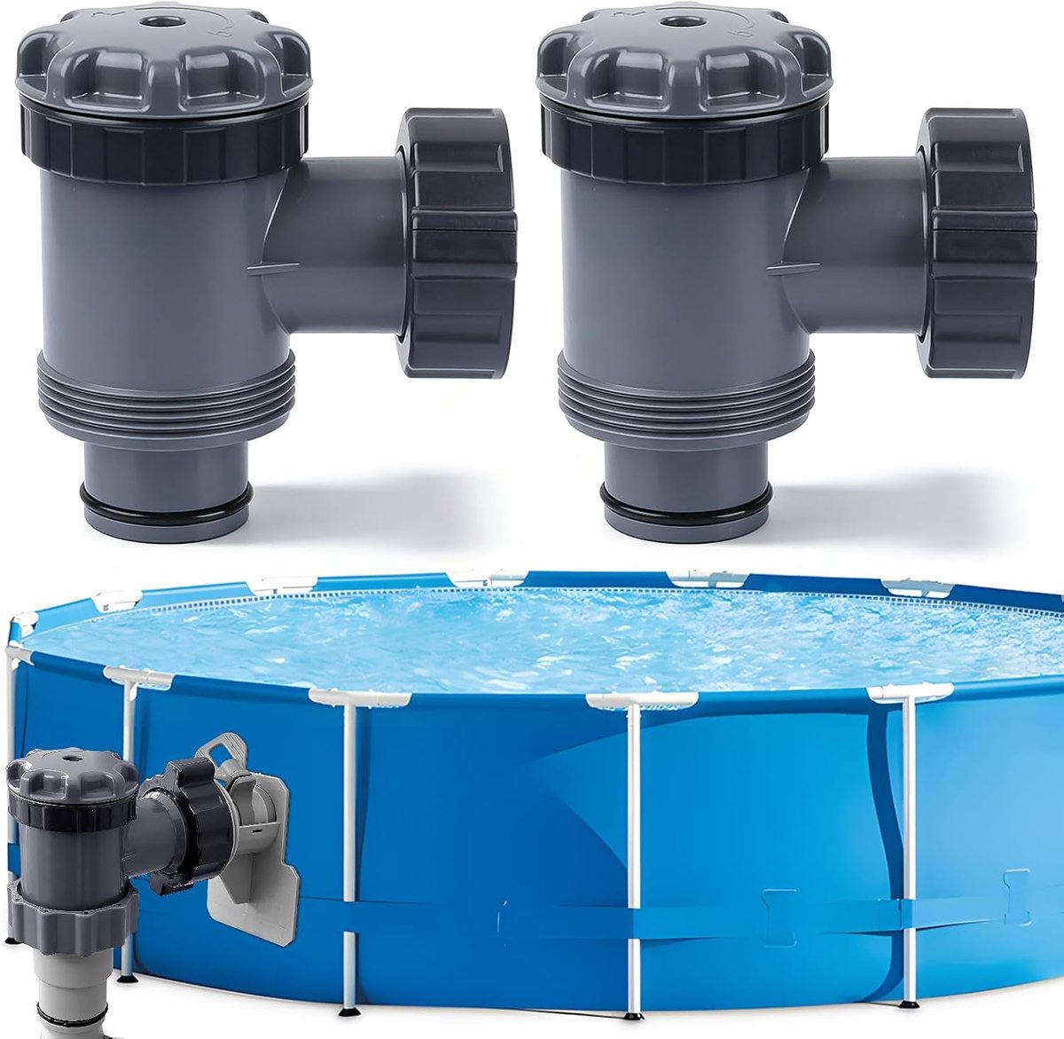 Poolklep set van 2 - 38 mm - kunststof - eenvoudig te installeren - ideaal voor zwembadonderhoud - ShopVlot