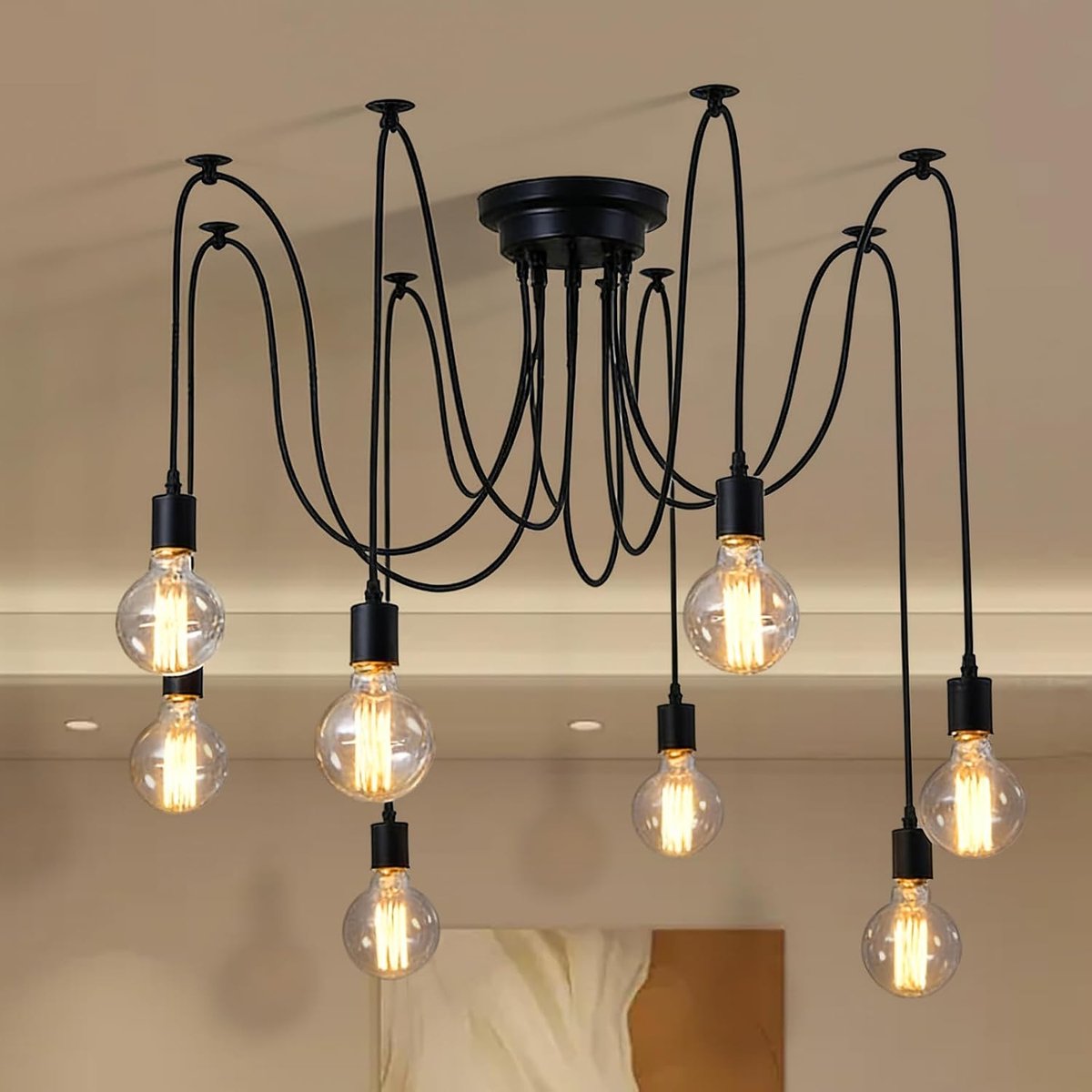 Kroonluchter 8 koppen - doe-het-zelf hanglamp - vintage industrieel - perfect voor eetkamer - ShopVlot