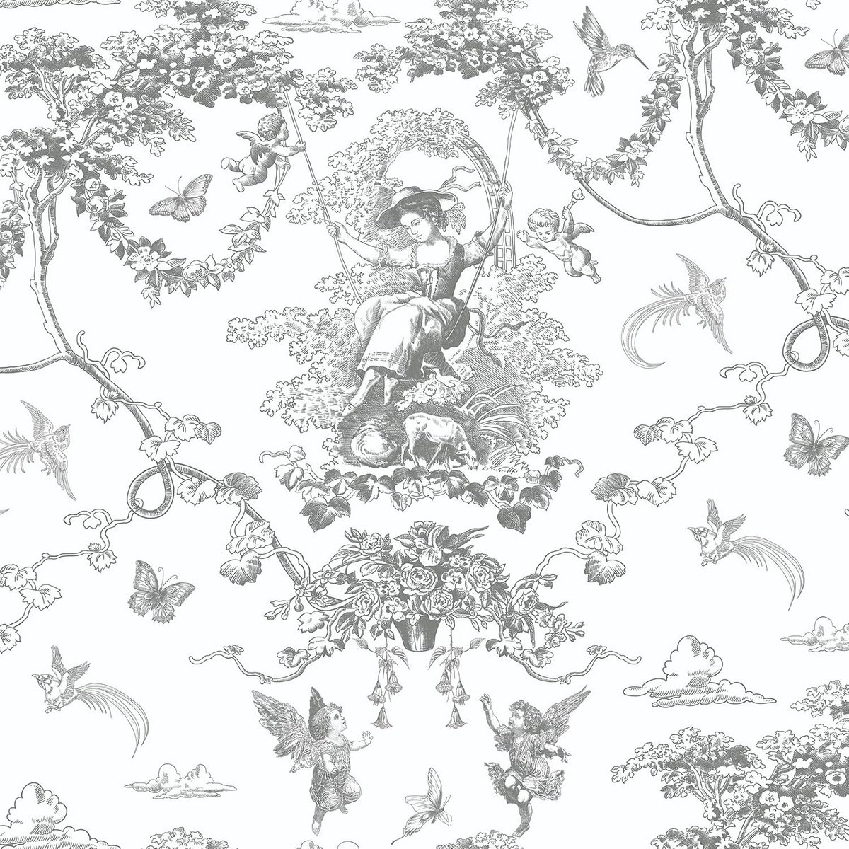 Timeet 44 x 1000 cm Self Adhesive Wallpaper Grey Amor Manor Painting Furniture Film Self Adhesive Vintage Vinyl Self - ShopVlot