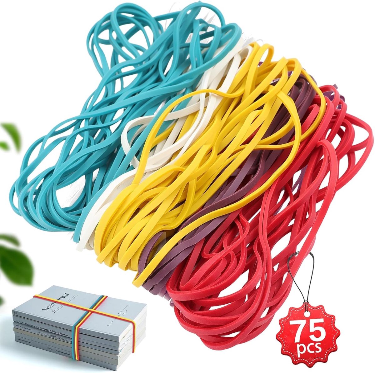 Rubber Bands 75 Stuks Gekleurd - 180 x 3 mm - Robuust voor Organiseren - Ideaal voor School en Thuis - ShopVlot